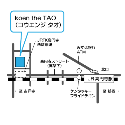 地図：koen the TAO（コウエンジ　タオ）周辺