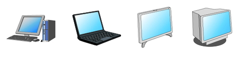 デスクトップパソコン・ノートパソコン・液晶ディスプレイ・CRTディスプレイのイラスト