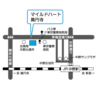 地図：マイルドハート高円寺「なでしこ」周辺