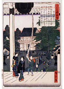 画像：二代歌川広重によって描かれた妙法寺の錦絵