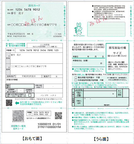 通知カード・個人番号カード交付申請書兼電子証明書発行申請書