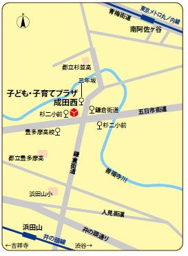 地図：子ども・子育てプラザ成田西周辺図