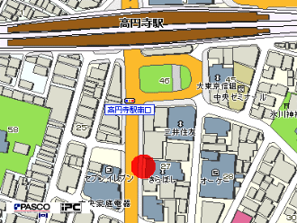 JR高円寺駅南口デザインマンホール蓋の位置図