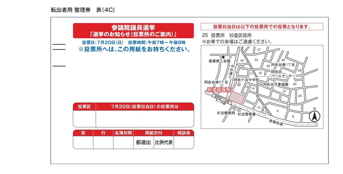 区内在住者用選挙のお知らせ投票所のご案内