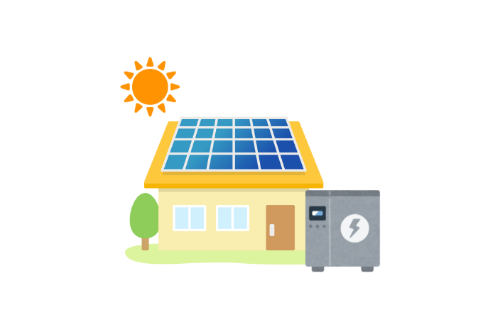 太陽光発電、蓄電池のイラスト