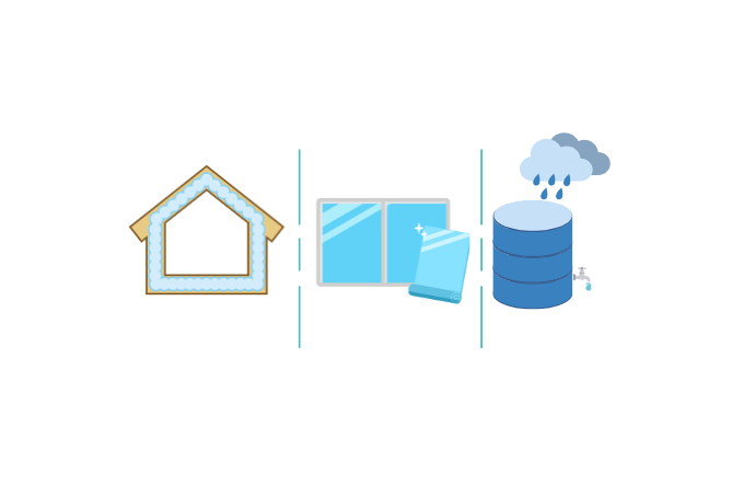 断熱材、断熱フィルム、雨水タンクのイラスト