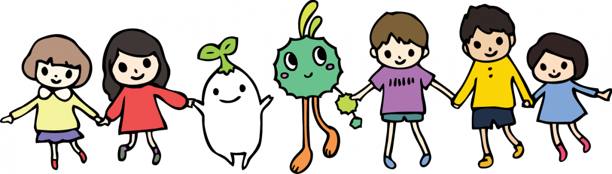 スピト、タネタと手をつなぐ子どもたち
