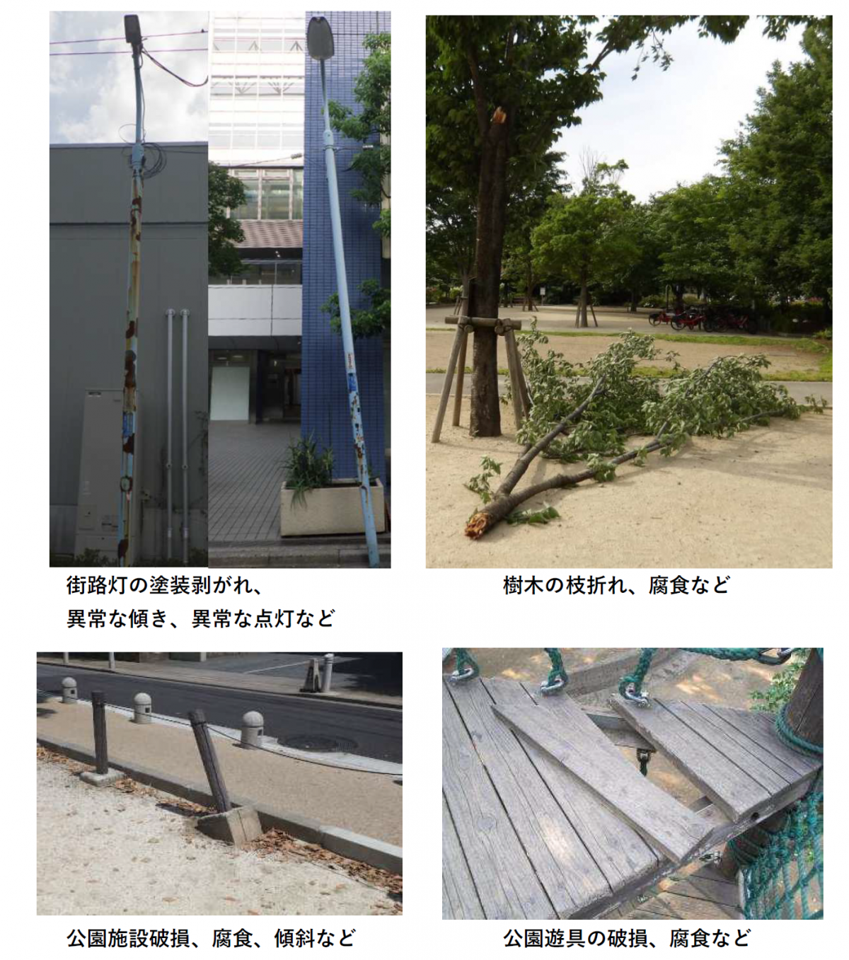 事例紹介2（街路灯の塗装剥がれ、樹木の枝折れなど）