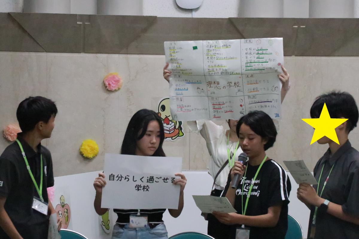 理想の学校を発表する子どもたち