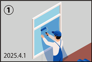 断熱フィルム施工中の写真の例