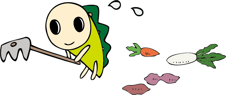 畑を耕すなみすけのイラスト