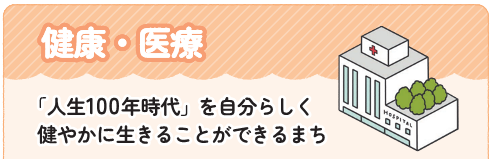 健康・医療、 「人生100年時代」を自分らしく健やかに生きることができるまち