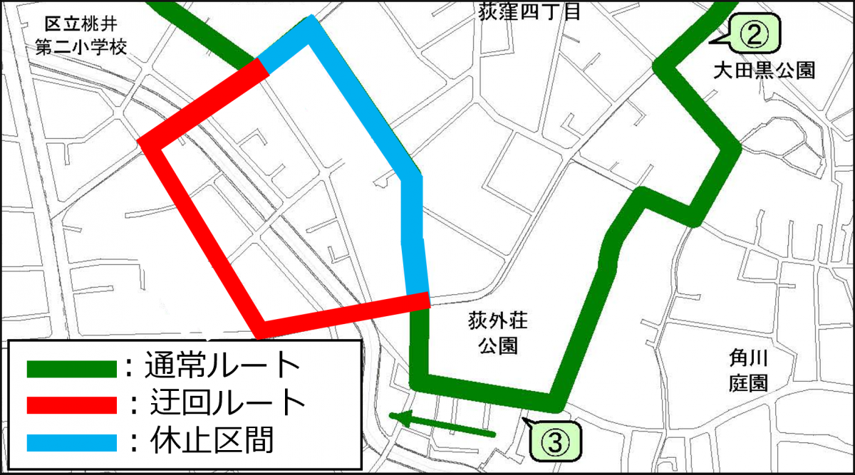 迂回運行経路図